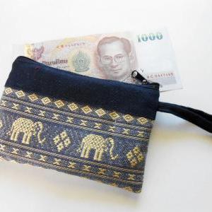 Zipper Coin Pouch Change Purse - Elephant - Small..