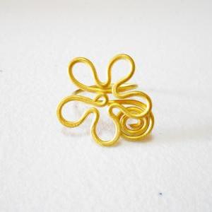 Brass Ring, Flower, Delicate Designs - Adjustable..