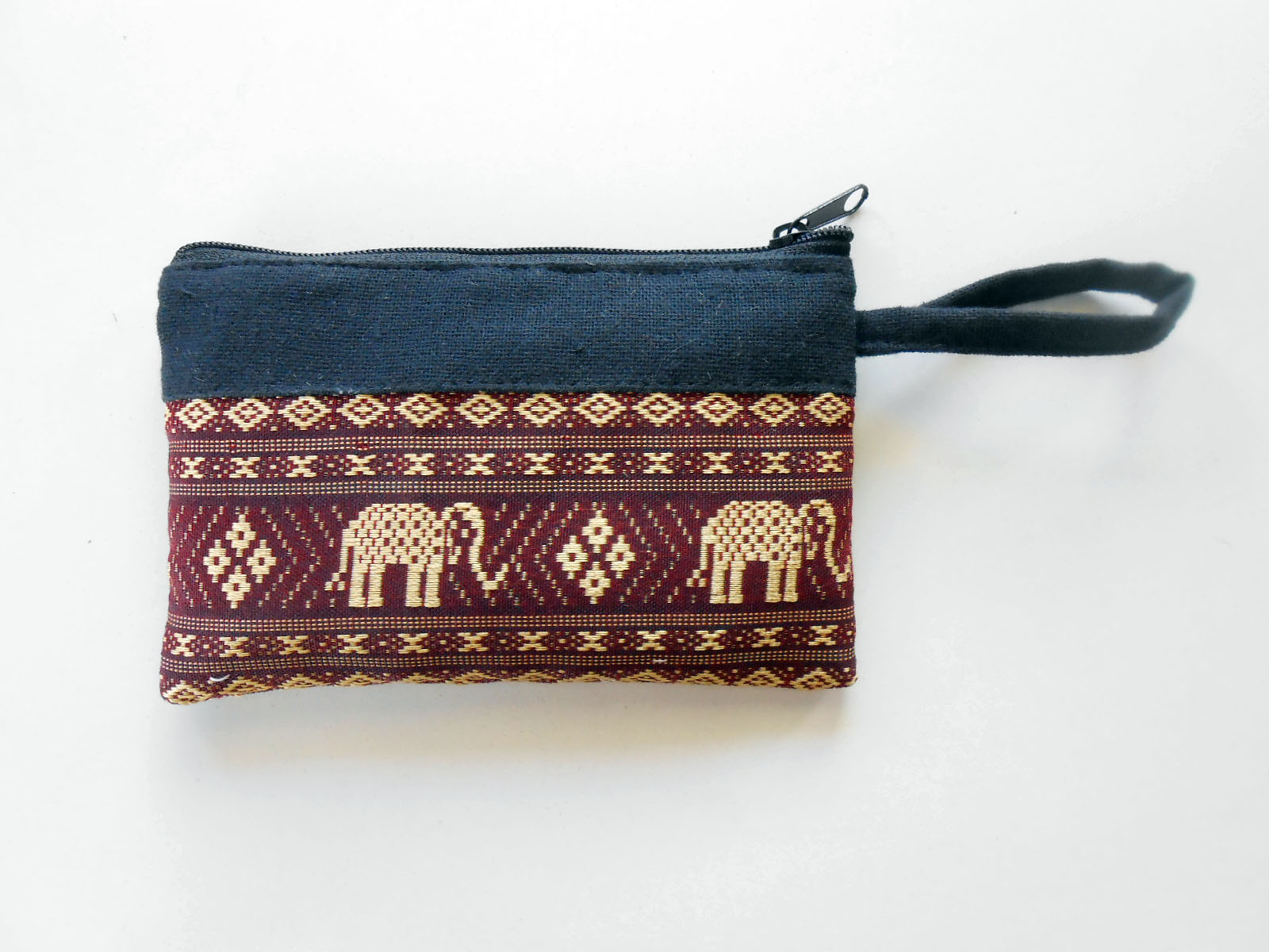 Zipper Coin Pouch Change Purse - Elephant - Small Bag, Embroidery ...